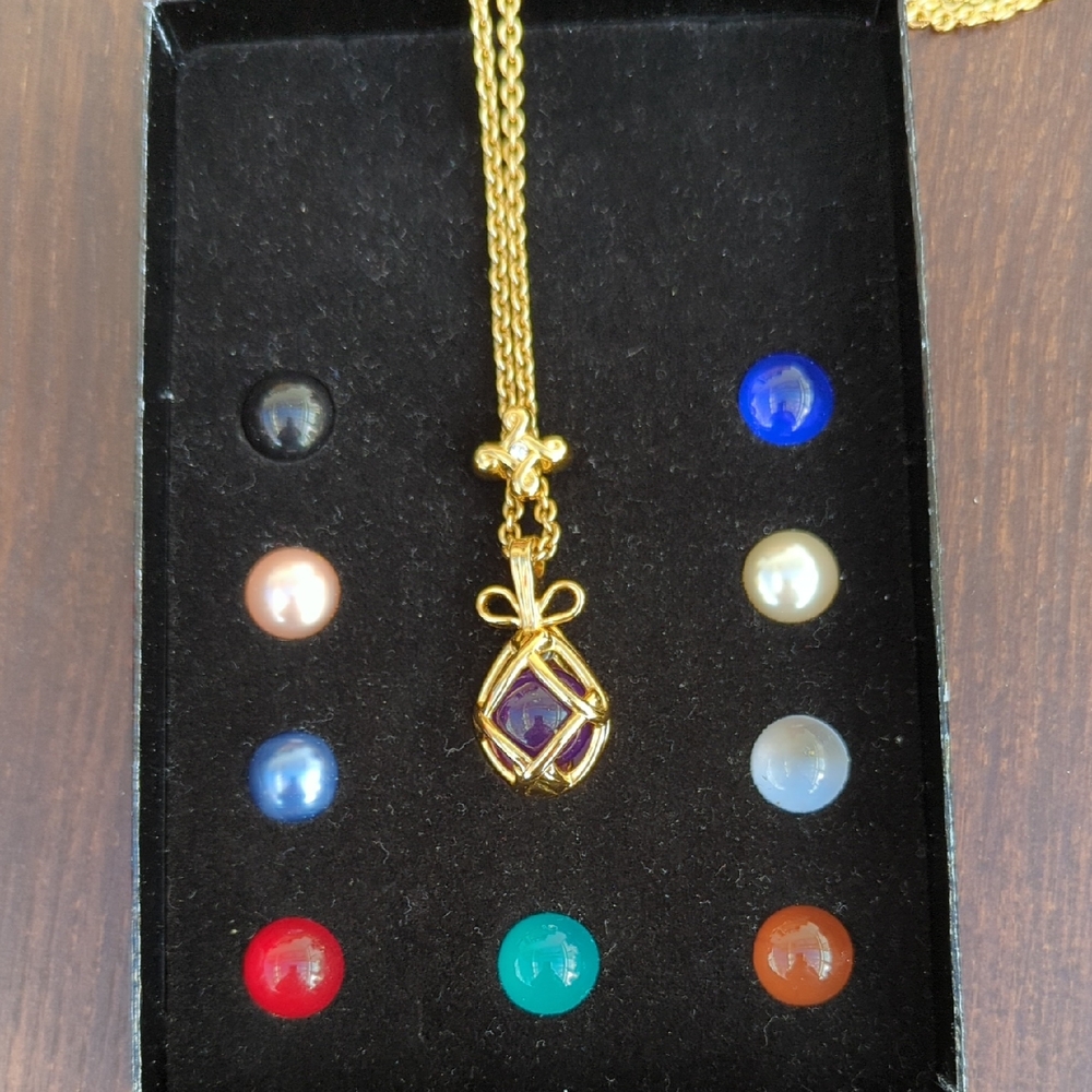 Joan Rivers Gold Necklace with Colorful Interchangeable Stones